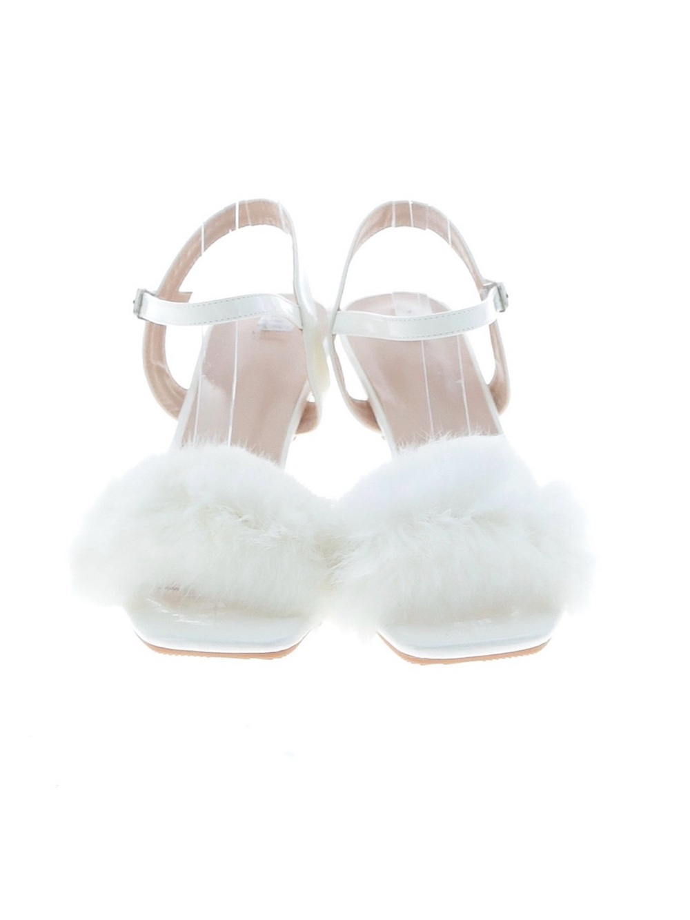 White Fur Strap Women's Sandals
